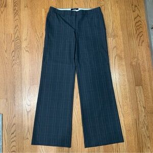 Victoria's Secret Mid-Rise Wide-leg Charcoal Gray Plaid Trousers size 8 Tall